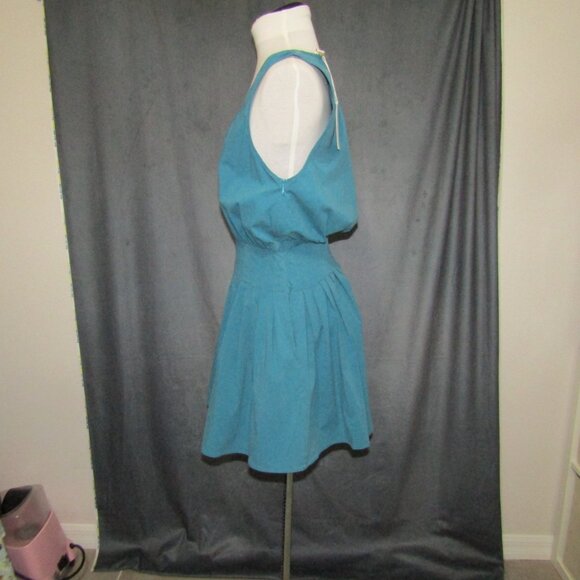 Ramy Brook Blue Adena Mini Dress Womens Size S Cotton Poplin Sample New FLAW - Picture 7 of 14